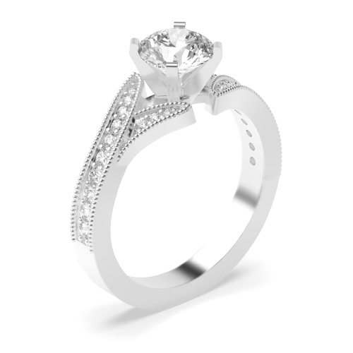 Buy Miligrain And Pave V Shank Diamond Engagement Ring - Abelini