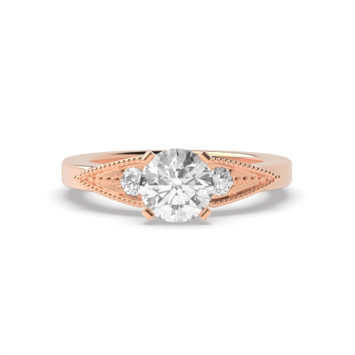 4 Prong Round Rose Gold Heirloom petite miligrain Engagement Rings