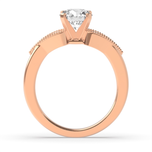 4 Prong Round Rose Gold Heirloom petite miligrain Engagement Rings