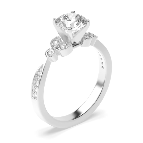 Buy Petite Vintage Pave Leaf Diamond Engagement Ring - Abelini