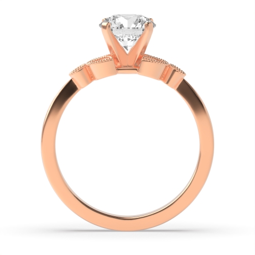 4 Prong Round Rose Gold Petite vintage leaf Vintage Wedding Engagement Rings