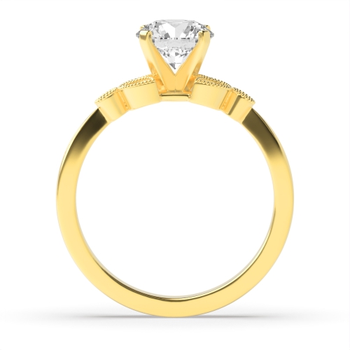 4 Prong Round Yellow Gold Petite vintage leaf Vintage Engagement Rings