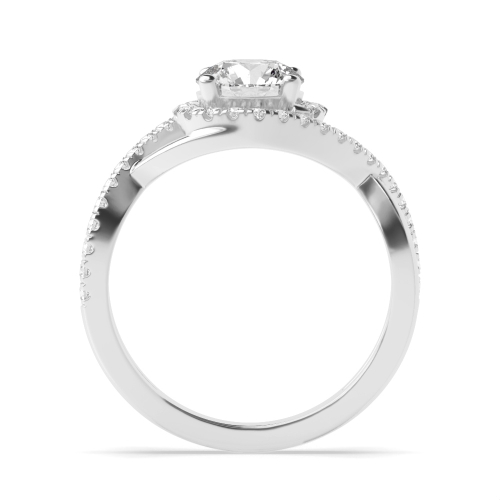 4 Prong Round petite twisted Halo Engagement Ring