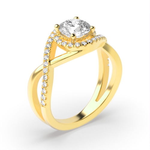 Buy Petite Twisted Halo Diamond Engagement Ring - Abelini