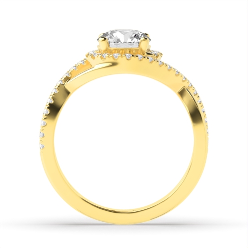 4 Prong Round Yellow Gold Halo Engagement Ring
