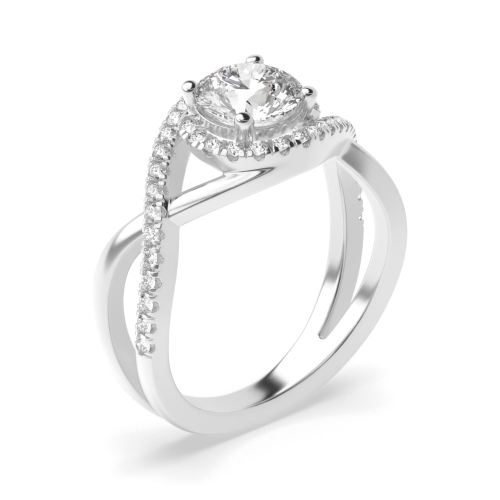 4 Prong Round Platinum Twisted Halo Engagement Ring