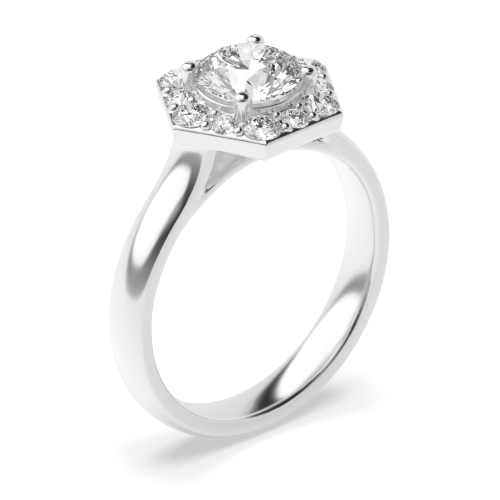 Purchase Pave Hexagon Halo Lab Grown Diamond Engagement Ring - Abelini
