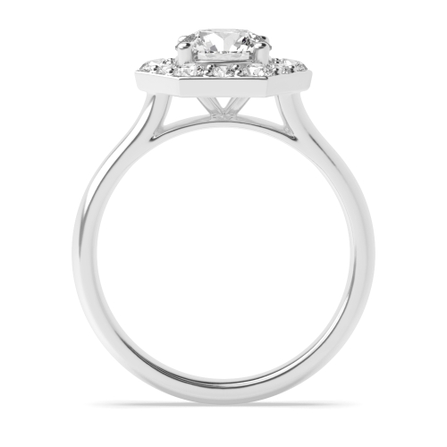 4 Prong Round Hexagon Halo Diamond Ring