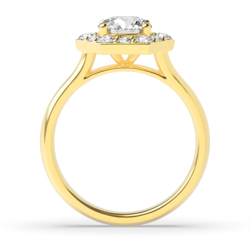 4 Prong Round Yellow Gold Hexagon Unique Engagement Rings