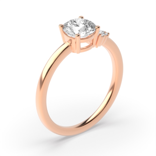 4 Prong Round Rose Gold Asymmetrical Unusual Engagement Rings