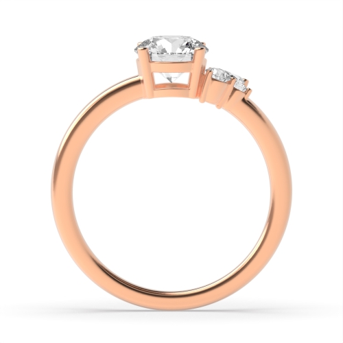 4 Prong Round Rose Gold Asymmetrical Unusual Engagement Rings