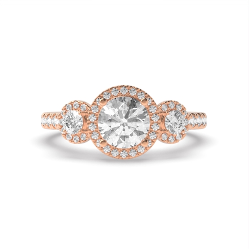 4 Prong Round Rose Gold Gleam Halo Engagement Rings