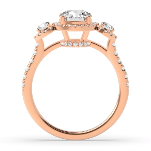 4 Prong Round Rose Gold Gleam Halo Engagement Rings