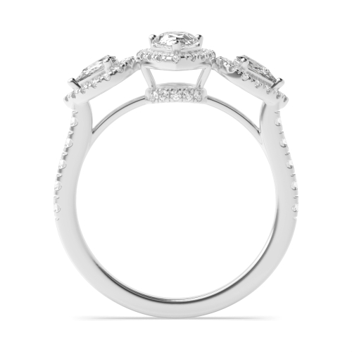 Prong Pear Orbit Halo Diamond Ring
