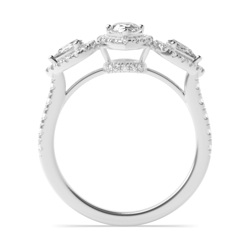 Prong Pear Orbit Moissanite Halo Diamond Ring