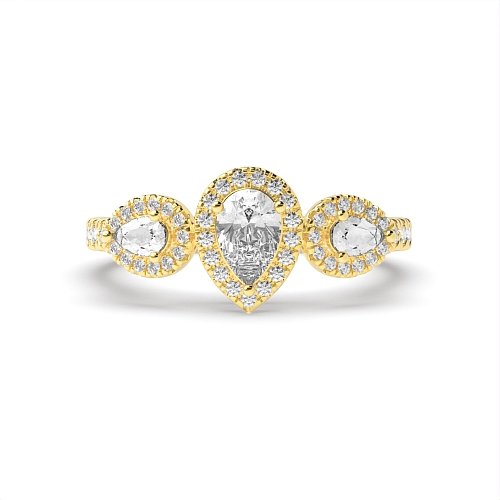 Prong Pear Yellow Gold Orbit Engagement Rings