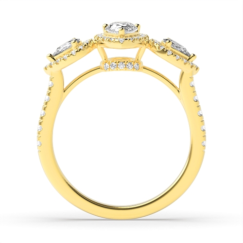 Prong Pear Yellow Gold Orbit Engagement Rings
