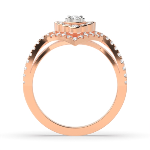 4 Prong Round Rose Gold Auraglimmer Halo Engagement Rings