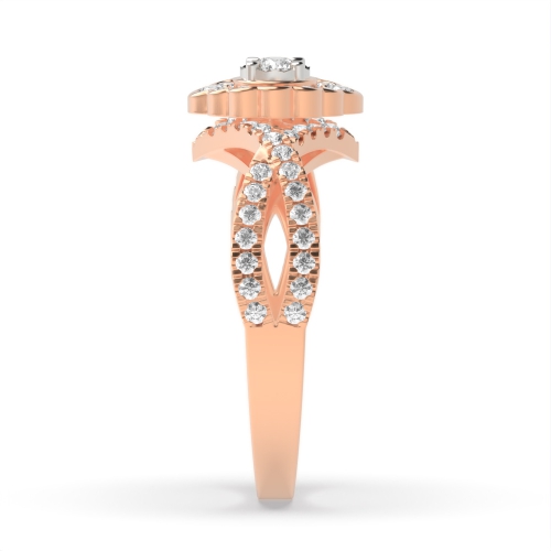 4 Prong Round Rose Gold Auraglimmer Halo Engagement Rings