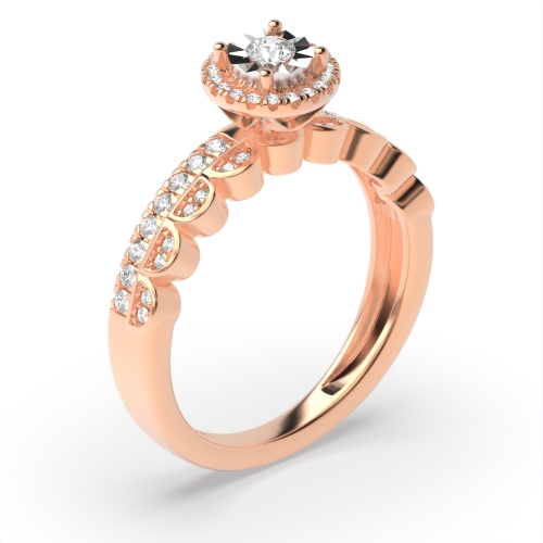 Share Setting Round Shape Diamond Bridal Set Engagement Ring