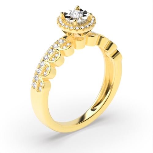 Share Setting Round Shape Diamond Bridal Set Engagement Ring