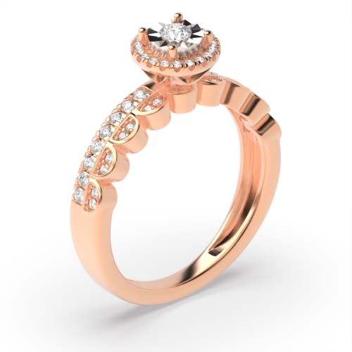 4 Prong Round Rose Gold Infinitewhisper Halo Engagement Rings