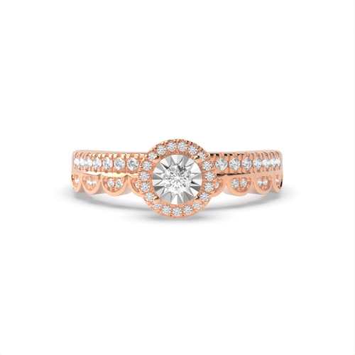 4 Prong Round Rose Gold Infinitewhisper Halo Engagement Rings