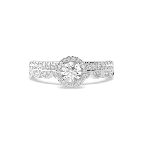 4 Prong Round InfiniteWhisper Moissanite Halo Diamond Ring