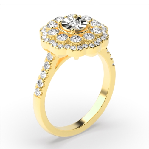 Prong Setting Round Shape Diamond Bridal Set Engagement Ring