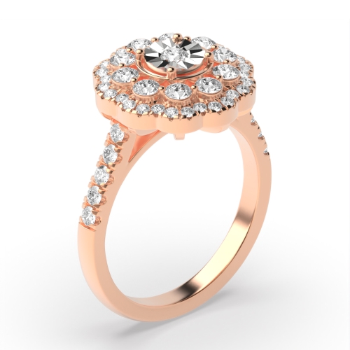 4 Prong Round Rose Gold Starpulse Halo Engagement Rings