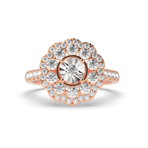 4 Prong Round Rose Gold Starpulse Halo Engagement Rings