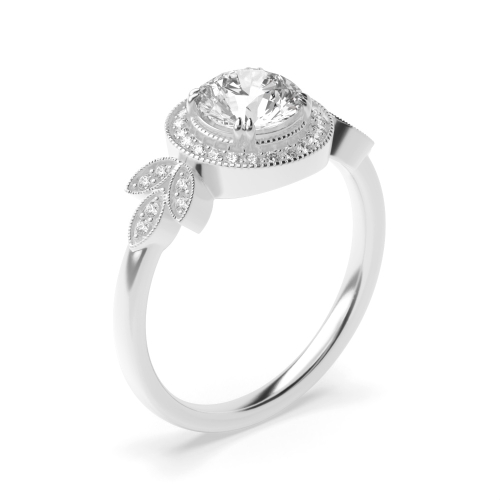 Prong Setting Round Shape Halo Engagement Diamond Bridal Ring