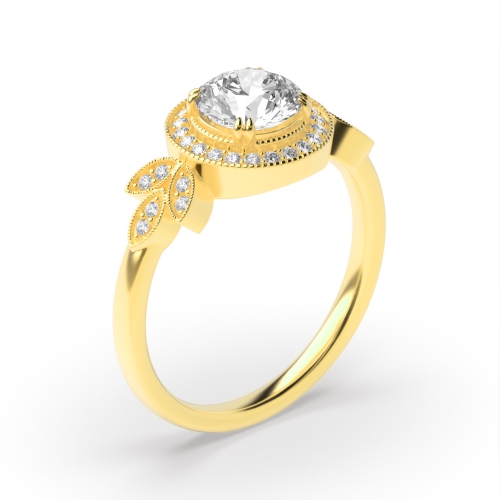 Prong Setting Round Shape Halo Engagement Diamond Bridal Ring