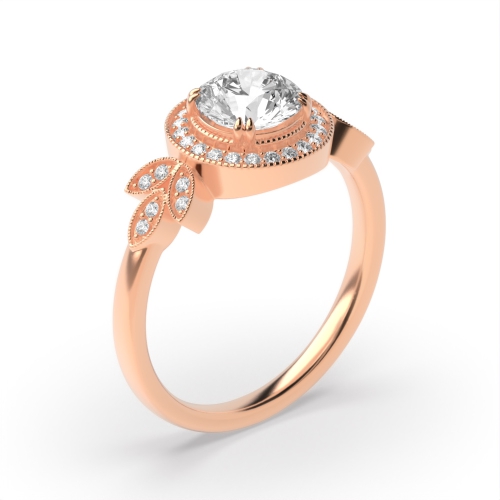 4 Prong Round Rose Gold Whisperwedding Halo Engagement Rings
