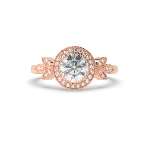 4 Prong Round Rose Gold Whisperwedding Halo Engagement Rings