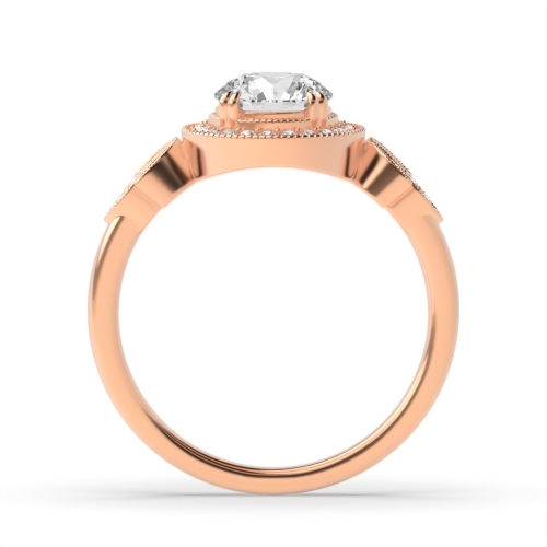 4 Prong Round Rose Gold Whisperwedding Halo Engagement Rings