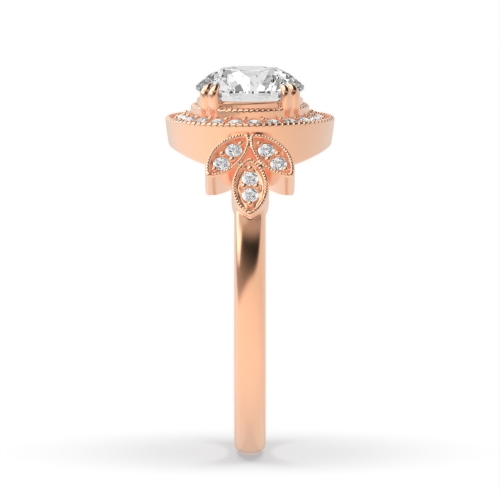 4 Prong Round Rose Gold Whisperwedding Halo Engagement Rings