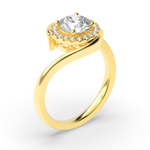 Prong Setting Round Shape Side Stone Halo Engagement Ring