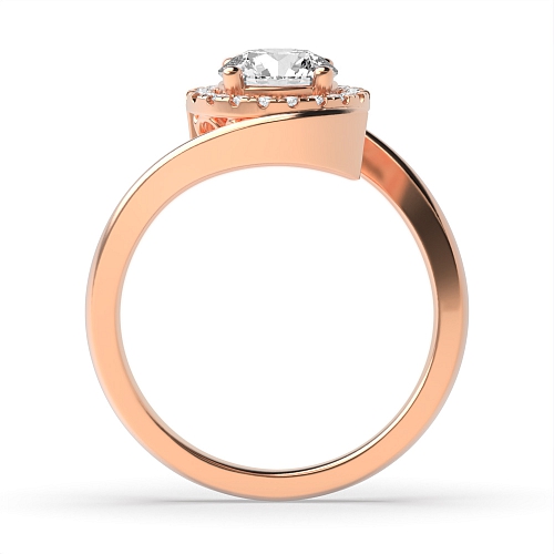 4 Prong Round Rose Gold Phase Halo Engagement Rings