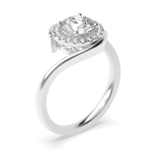 4 Prong Round Phase Halo Diamond Ring