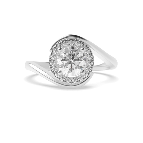 4 Prong Round Phase Halo Diamond Ring