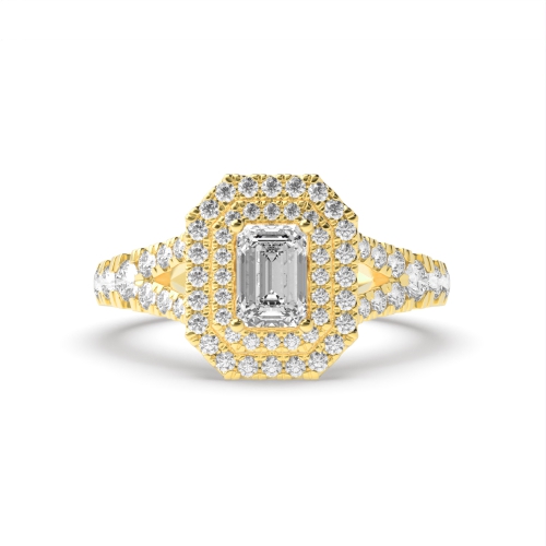 4 Prong Emerald Yellow Gold Engagement Rings