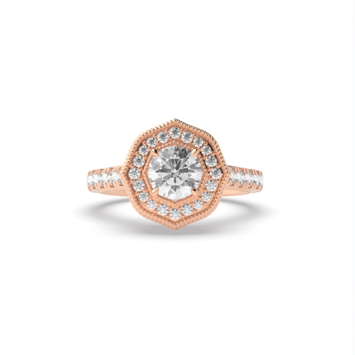 4 Prong Round Rose Gold Sleek Halo Engagement Rings