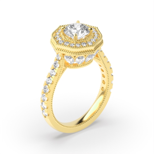 4 Prong Round Yellow Gold Sleek Engagement Rings