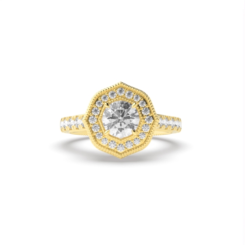 4 Prong Round Yellow Gold Sleek Engagement Rings