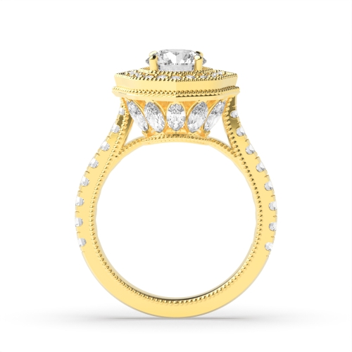 4 Prong Round Yellow Gold Sleek Engagement Rings