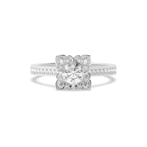 4 Prong Round WhisperRadiant Side Stone Diamond Ring