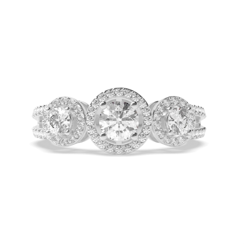 4 Prong Round Platinum Trilogy Engagement Rings