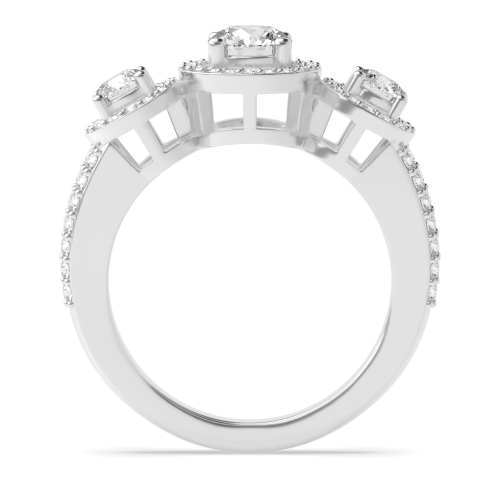 4 Prong Round Platinum Trilogy Engagement Rings