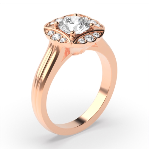 4 Prong Round Rose Gold Iconic Halo Engagement Rings